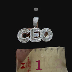 Moissanite CEO Baguette Pendant w/Rope Chain