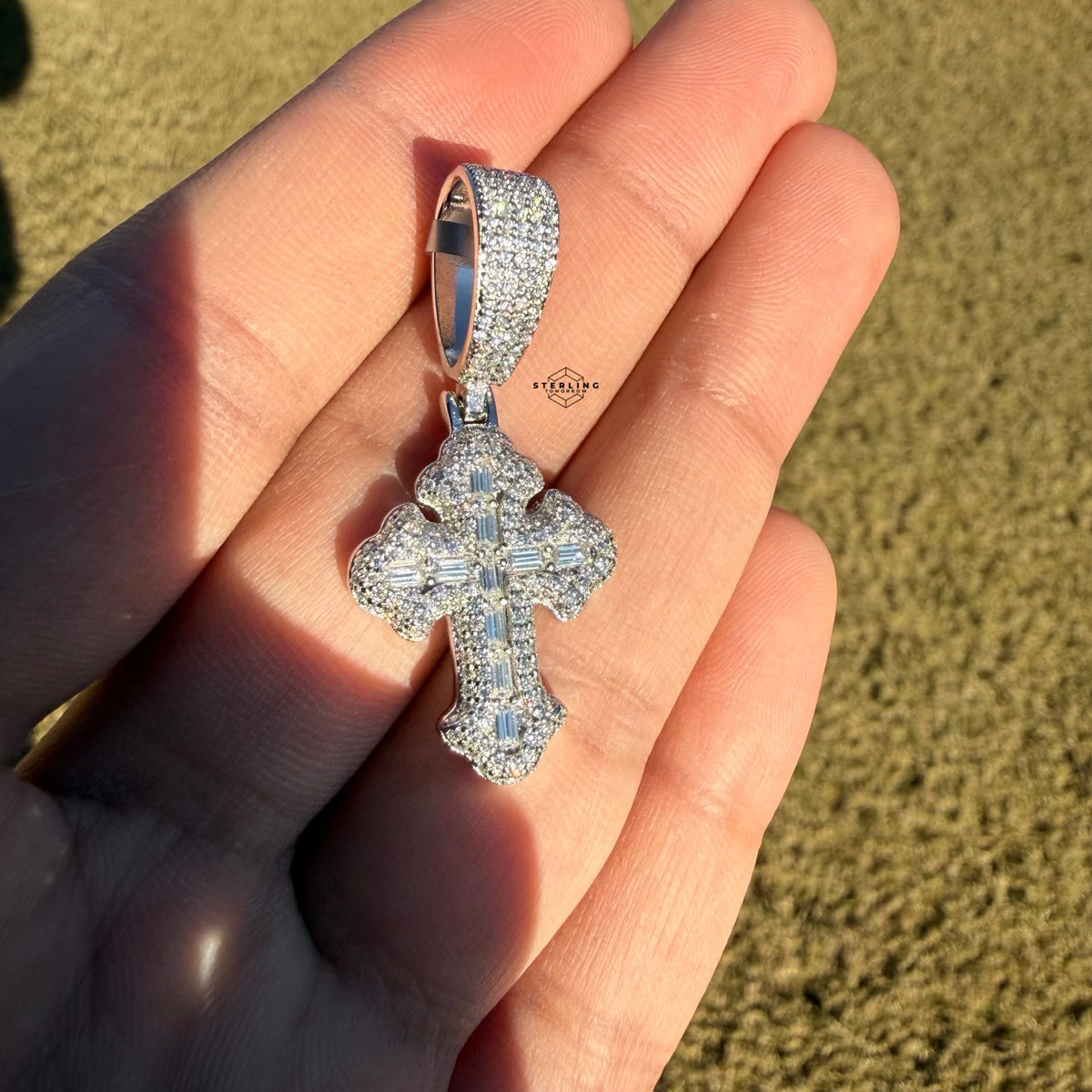 Gothic Cross Moissanite Religious Pendant