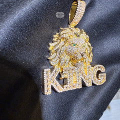 King Lion Iced Statement Pendant + Steel Rope Chain