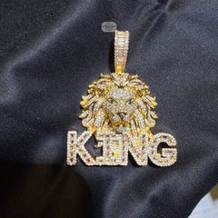 King Lion Iced Statement Pendant + Steel Rope Chain