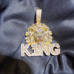 King Lion Iced Statement Pendant + Steel Rope Chain