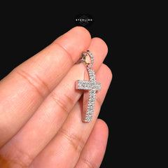 Moissanite Small 3D Cross Pendant
