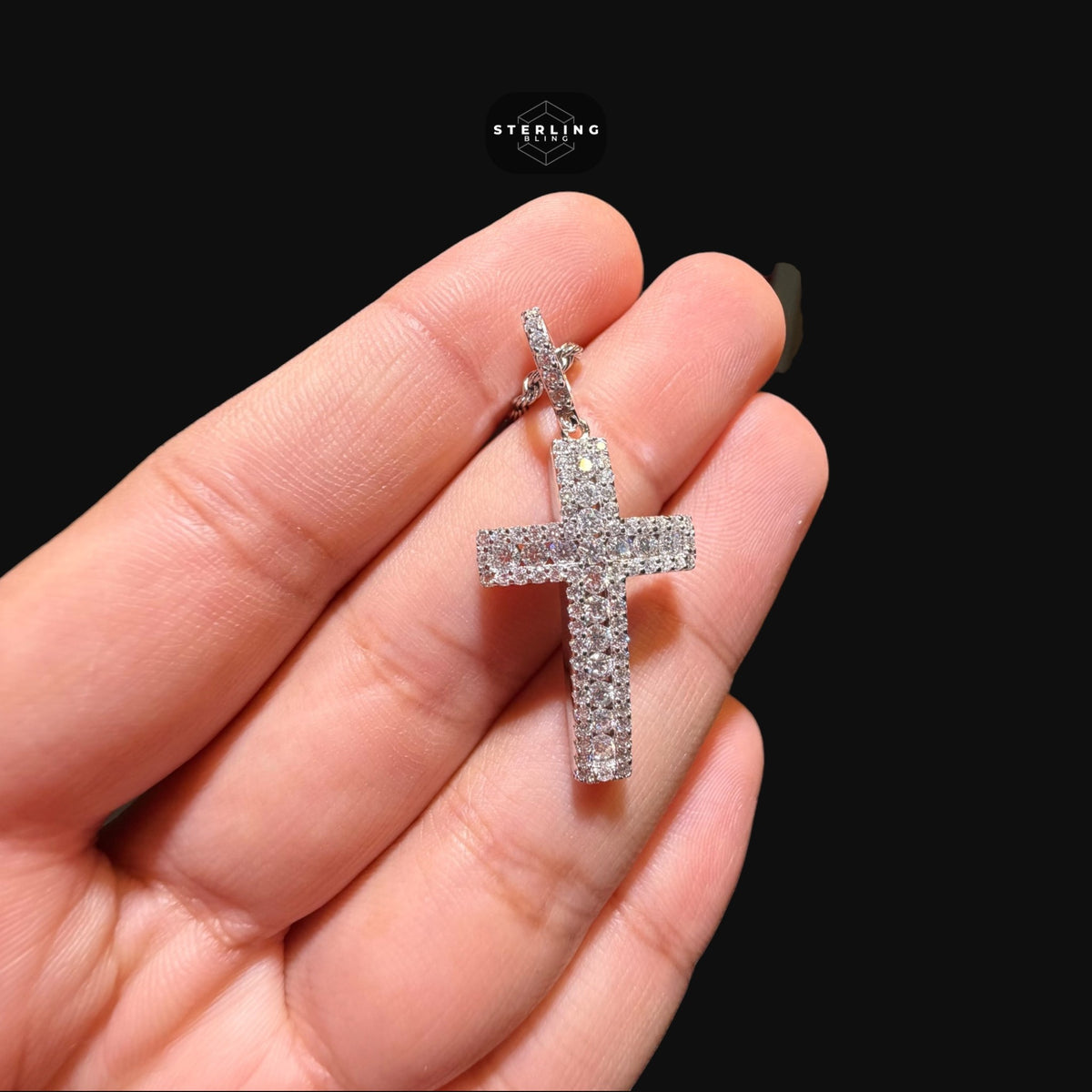 Moissanite Small 3D Cross Pendant
