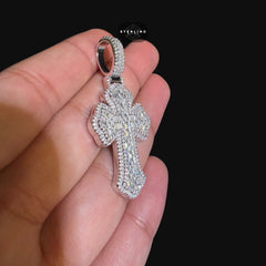 Moissanite Baguette Cross Pendant
