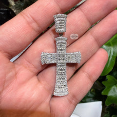 Moissanite Square Baguette Cross Pendant