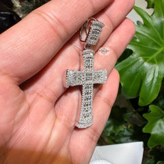 Moissanite Square Baguette Cross Pendant