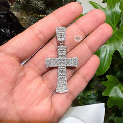 Moissanite Square Baguette Cross Pendant