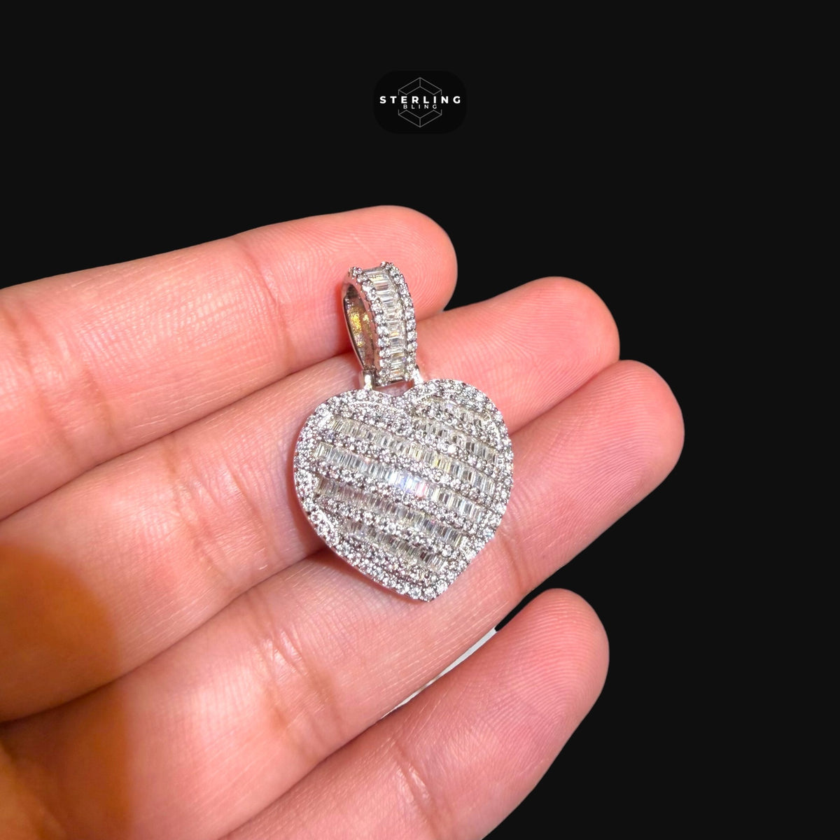 Moissanite Baguette Heart Pendant