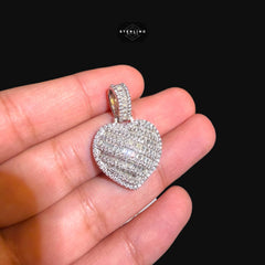 Moissanite Baguette Heart Pendant