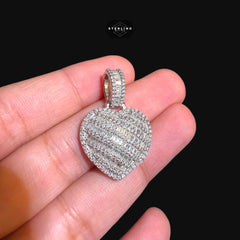 Moissanite Baguette Heart Pendant