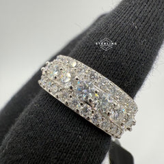 Moissanite Eternity 3 Row Ring Size 8