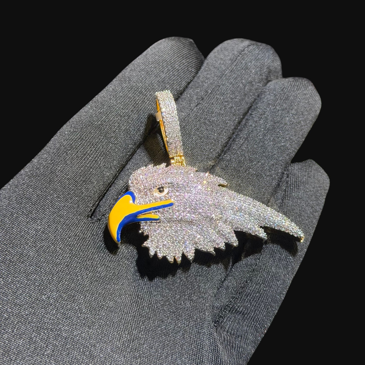 Iced Out Eagle Enamel Head Pendant