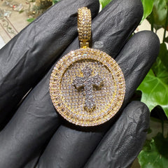 14K Gold Finish Gold Cross Medallion