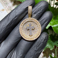 14K Gold Finish Gold Cross Medallion