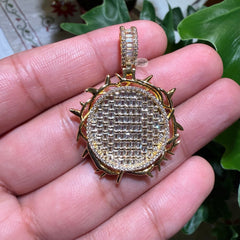 Crown of Thorns Gold Tone Iced Pendant