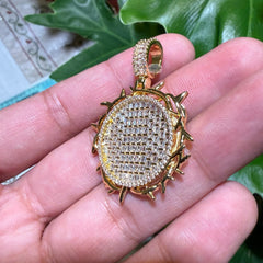Crown of Thorns Gold Tone Iced Pendant