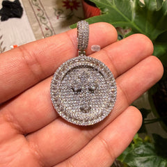 Iced Cross Medallion Silver Tone Pendant