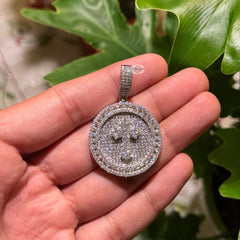Iced Cross Medallion Silver Tone Pendant
