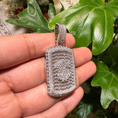 Iced Out Dollar Sign Dog Tag Pendant