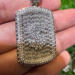 Iced Out Dollar Sign Dog Tag Pendant