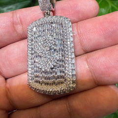 Iced Out Dollar Sign Dog Tag Pendant