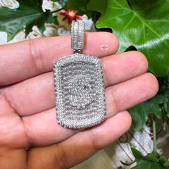 Iced Out Dollar Sign Dog Tag Pendant