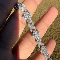 Cross Infinity 10mm 8" 925 Silver Iced CZ Bracelet
