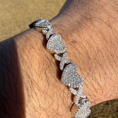 Moissanite Heart Infinity Bracelet 10mm 8"