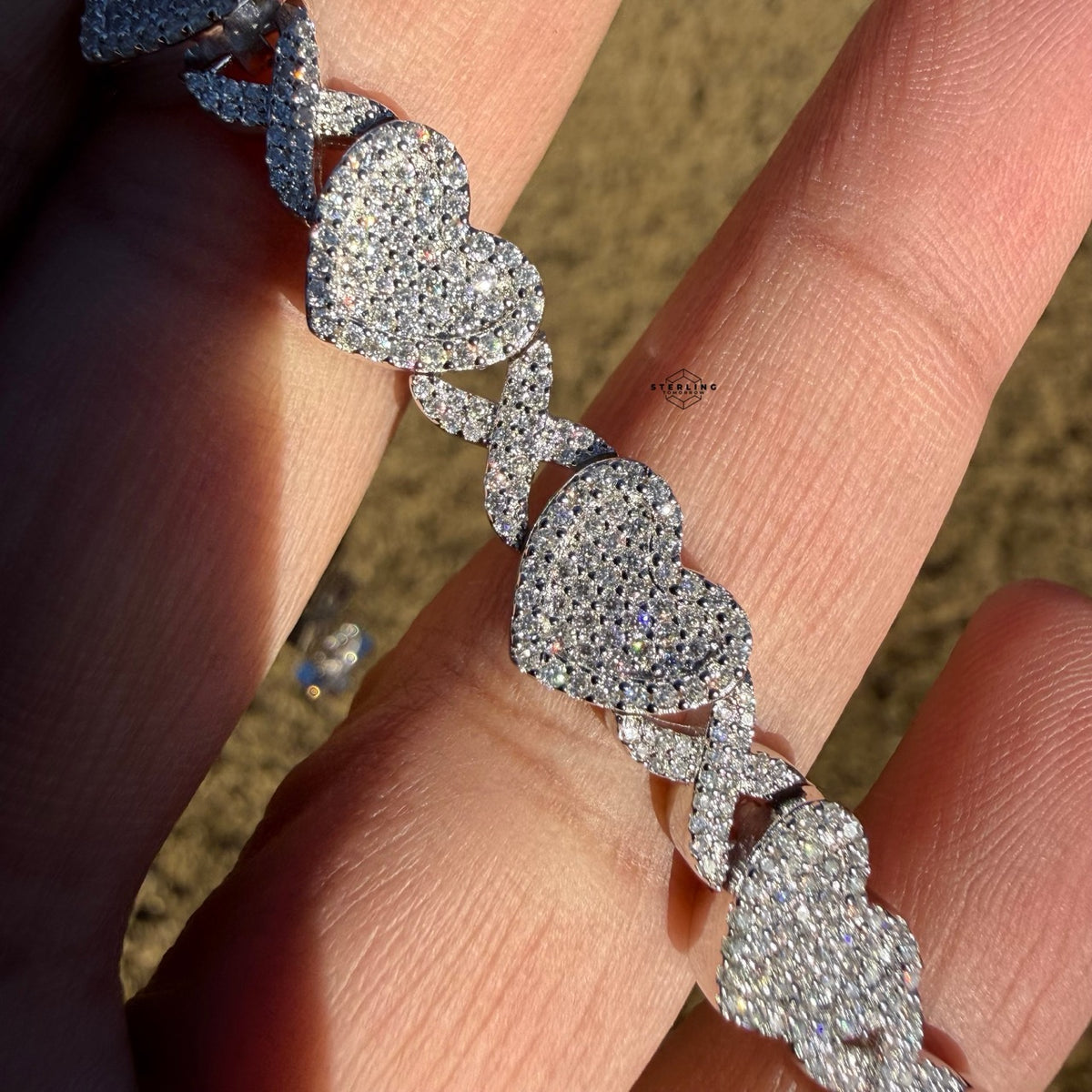 Moissanite Heart Infinity Bracelet 10mm 8"