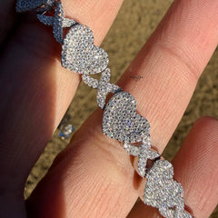 Moissanite Heart Infinity Bracelet 10mm 8"