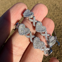Moissanite Heart Infinity Bracelet 10mm 8"