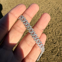 925 Sterling Silver Baguette Cuban Bracelet 8mm 8"