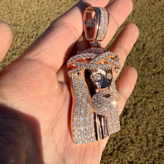 Moissanite 3" Jesus Pendant Rose
