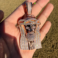 Moissanite 3" Jesus Pendant Rose