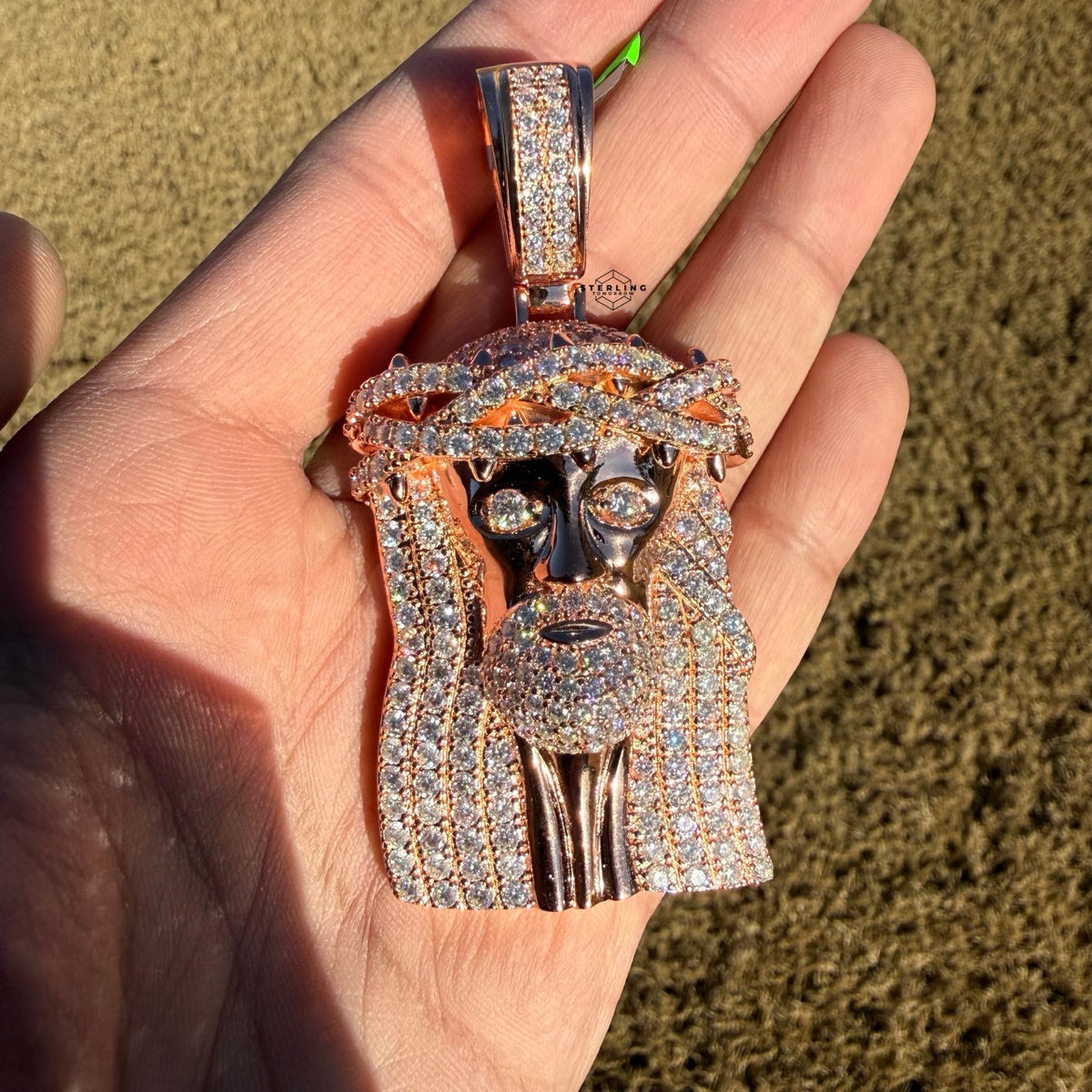 Moissanite 3" Jesus Pendant Rose