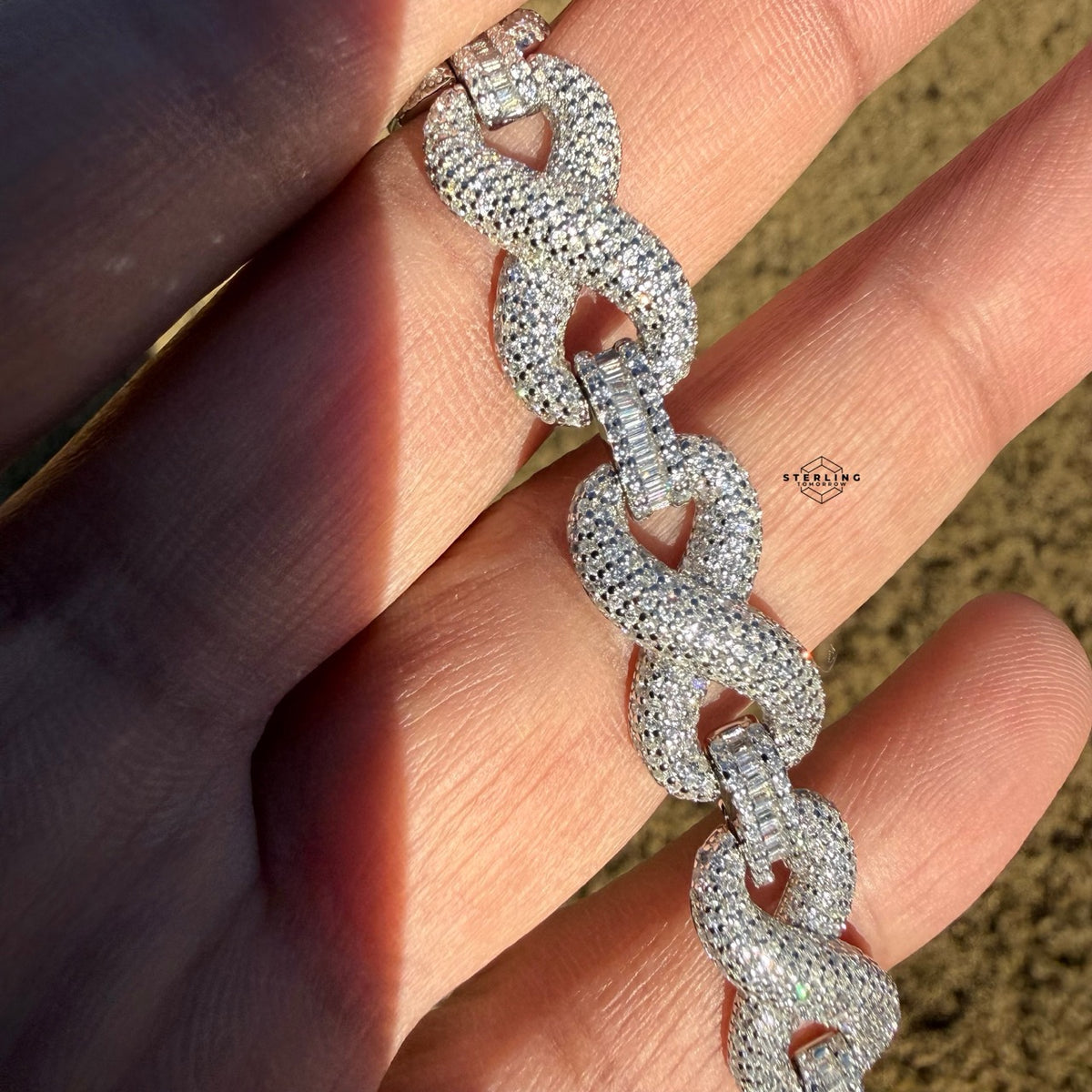 Infinity Iced CZ 11mm 8" 925 Sterling Silver Bracelet