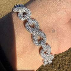 Infinity Iced CZ 11mm 8" 925 Sterling Silver Bracelet