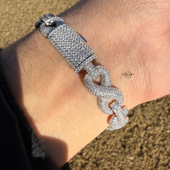 Infinity Iced CZ 11mm 8" 925 Sterling Silver Bracelet