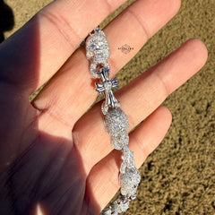 Moissanite Cross Skull Heart Bracelet 10mm 8.5"