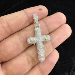 Moissanite Rose Thorns Cross Pendant