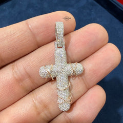 Moissanite Rose Thorns Cross Pendant
