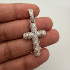 Moissanite Rose Thorns Cross Pendant