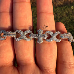 Moissanite Cross Infinity Bracelet 13mm 8"