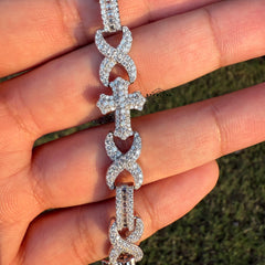 Moissanite Cross Infinity Bracelet 13mm 8"