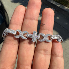 Moissanite Cross Infinity Bracelet 13mm 8"