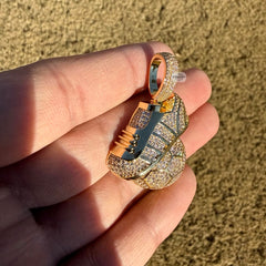 14K Gold Plated Soccer Futbol Iced Pendant