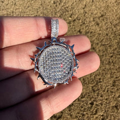 Iced Crown of Thorns Pendant 14K White Gold Finish