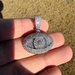 Evil Eye Iced Pendant 14K White Gold Finish
