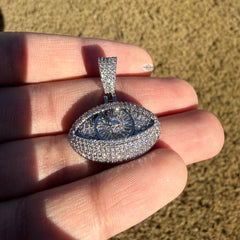 Evil Eye Iced Pendant 14K White Gold Finish