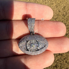 Evil Eye Iced Pendant 14K White Gold Finish